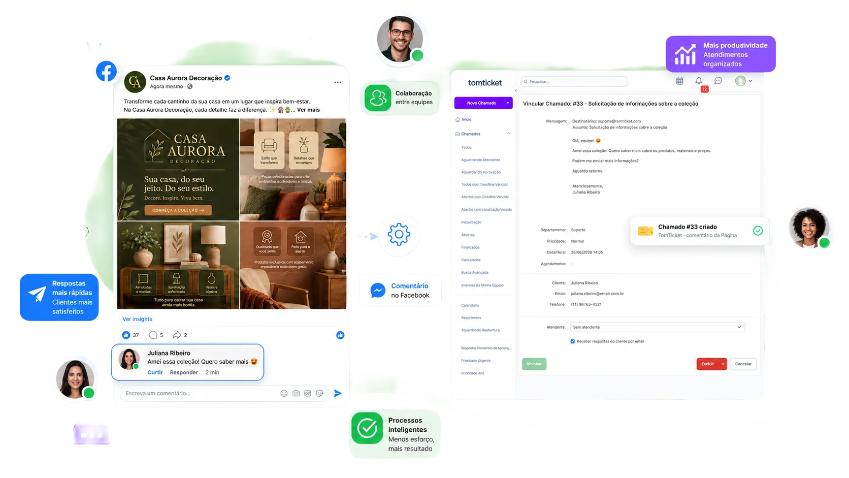 Página do Facebook integrada ao painel TomTicket