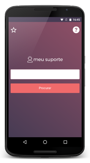 Tela inicial do aplicativo Meu Suporte para Andrioid